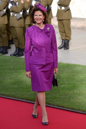 Die schwedische Königin Silvia trug ein pinkfarbenes Kleid.