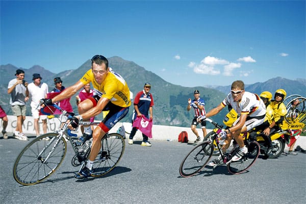 Dauer-Duell bei der Tour de France: Lance Armstrong gegen Jan Ullrich.
