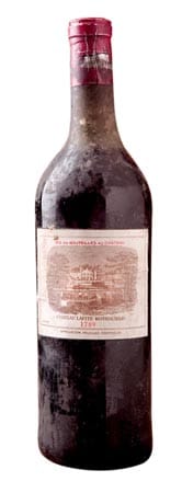 An zweiter Stelle der Preisliste folgt der Rotwein "Lafite Rothschild" von 1789 und 1791 für 131.000 britische Pfund.