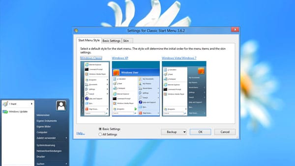 Classic Shell holt in Windows 8 das Startmenü zurück