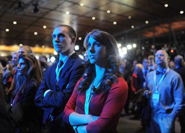 Die Romney-Unterstützer im Convention-Center von Boston sahen spätestens ab 5 Uhr mitteleuropäischer Zeit Romneys Chancen schwinden.