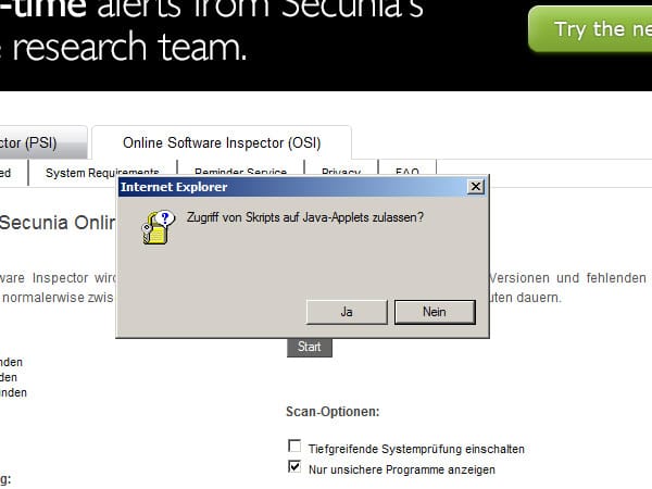 Secunia Online Software Inspector