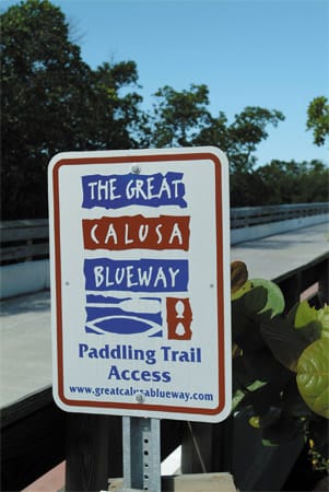 Great Calusa Blueway-Hinweis in The Beaches of Fort Myers & Sanibel / Florida.