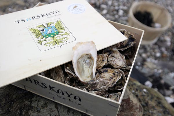 Die besonderen "Tsarskaya" Austern werden an Frankreichs Westküste in der Nähe von Biarritz gezüchtet und sind durch ihren hohen Fleischanteil extrem lecker.
