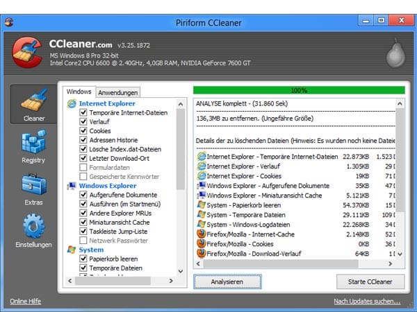 CCleaner für Windows 8