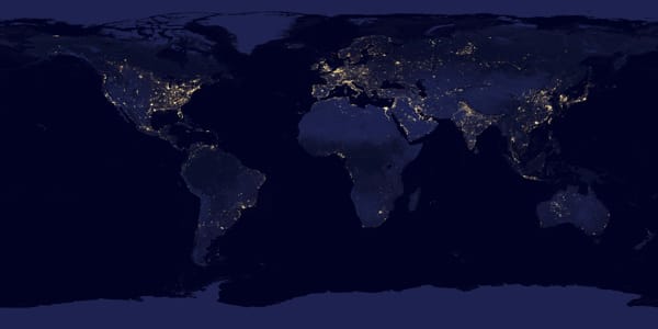 Lichter in Nord-, Mittel- und Südamerika - das zeigt das Satellitenbild vom April 2012.