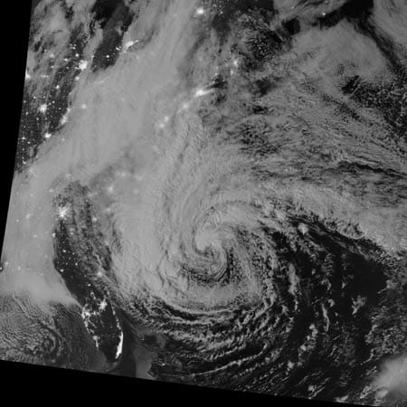 Sandy - so sah der verheerende Hurricane nachts aus, der im Oktober 2012 die Ostküste der USA traf.