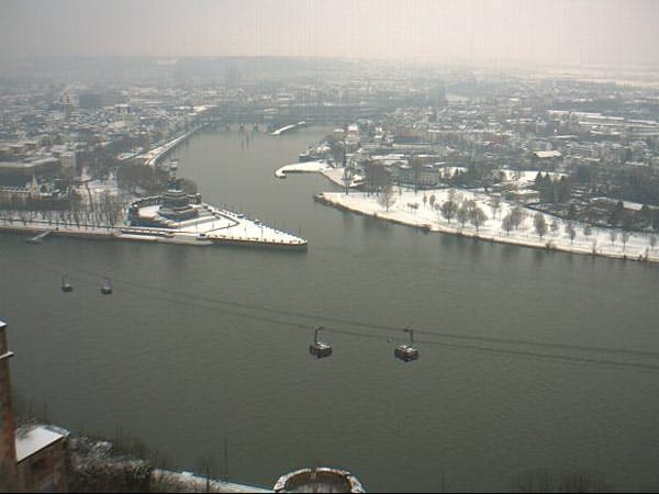 Webcam zeigt Deutsches Eck in Koblenz.