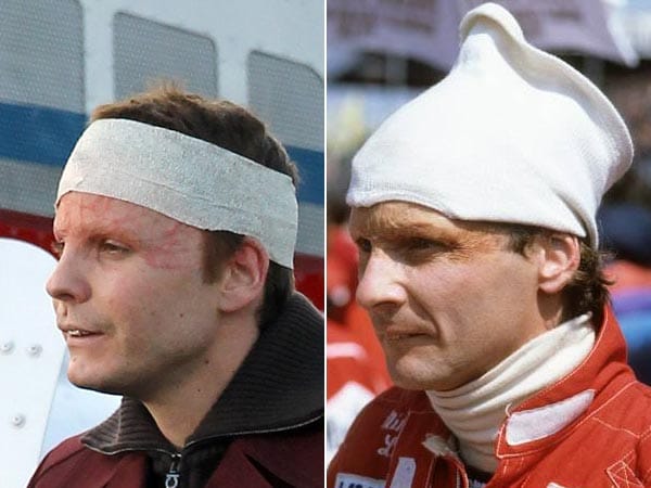 Da haben die Maskenbildner ganze Arbeit geleistet: Daniel Brühl als Niki Lauda im Film "Rush", der 2013 in die Kinos kommen wird.