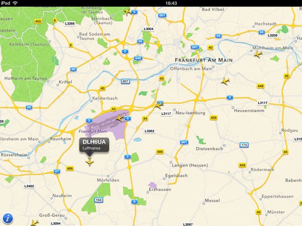 FlightRadar24 Free zeigt in Echtzeit, welche Flugzeuge gerade rund um den Globus unterwegs sind (Android und iOS).
