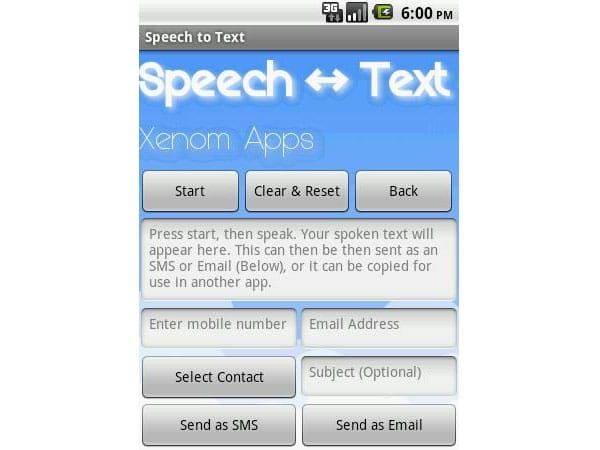 Dank Speech To Text diktieren Sie Ihre Nachrichten und verschicken sie als SMS oder E-Mail.