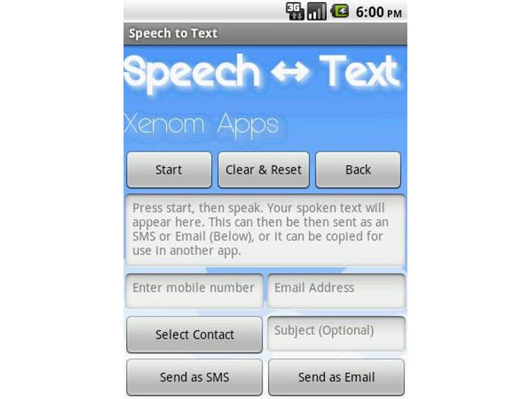 Dank Speech To Text diktieren Sie Ihre Nachrichten und verschicken sie als SMS oder E-Mail.