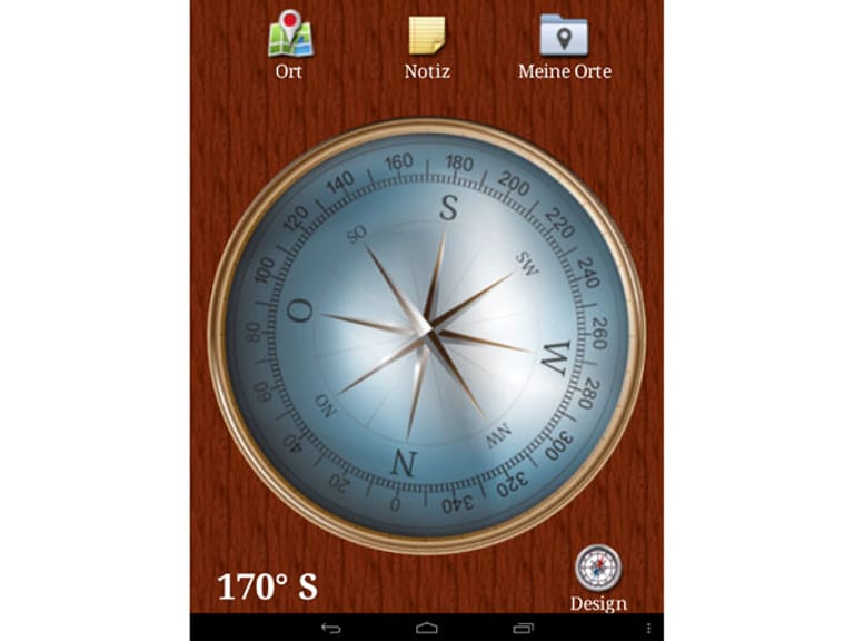 Smart Kompass zeigt mittels GPS und Bewegungssensor die Himmelsrichtung an (für Android).