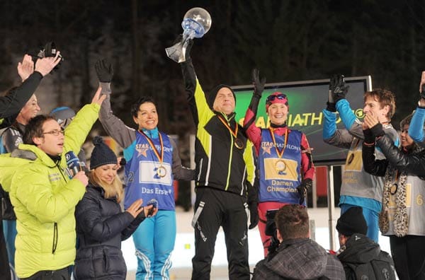 Im abschließenden Staffel-Finale, in dem die Teams um jeweils eine Biathlonlegende verstärkt worden waren, kam Uwe Ochsenknecht an der Seite von Sabine Spitz und Simone Hauswald zum überraschenden Sieg.