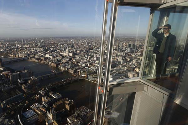 Ausblick vom Wolkenkratzer "The Shard" in London: Da kann einem schon schwindelig werden.