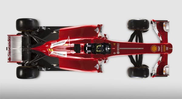 Der neue Ferrari F138 aus der Vogelperspektive.