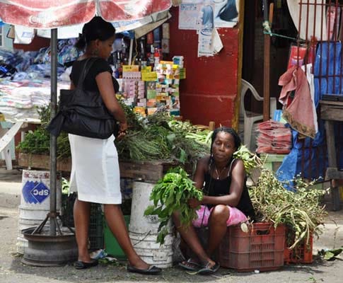 Ein Markt im Stadtteil Klein Haiti in Santo Domingo.