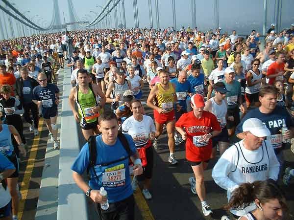 City-Marathon in New York, Verrazano-Bridge.