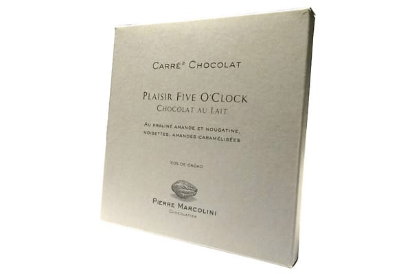 Beste Riegel und gefüllte Schokoladentafel: Pierre Marcolini: Plaisir Five O‘Clock - 92,20 Punkte: Eine mit karamellisierten Nüssen und Mandeln gefüllte dunkle Milchschokolade. Aromatisch, knusprig, zart und nie zu süß. Sehr köstlich und geschmackvoll. Die Milchschokolade ist ebenso von hoher Qualität wie die Nüsse und Mandeln und auch der Kakao ist gut schmeckbar.