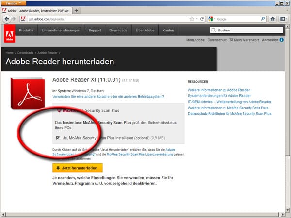 Adobe Reader zum Bearbeiten und Ausdrucken von PDFs