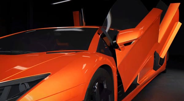 Macht hoch die Türen: Der lange Lamborghini hat gleich vier Scherentüren.