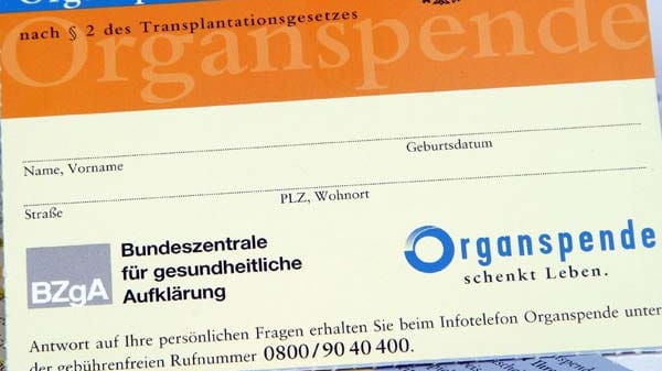 Organspendeausweis der Bundeszentrale für gesundheitliche Aufklärung