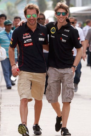 Toro-Rosso-Pilot Jean-Eric Vergne (li.) und Romain Grosjean von Lotus verstehen sich blendend.