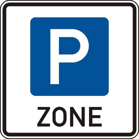 Es gibt aber auch neue Schilder wie dieses Zeichen, welches den Beginn einer Parkraumbewirtschaftungszone anzeigt.