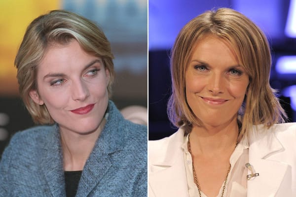 Seit Januar 2001 moderiert Marietta Slomka das ZDF-Nachrichtenmagazin heute-journal. Das linke Bild stammt aus dieser Zeit.