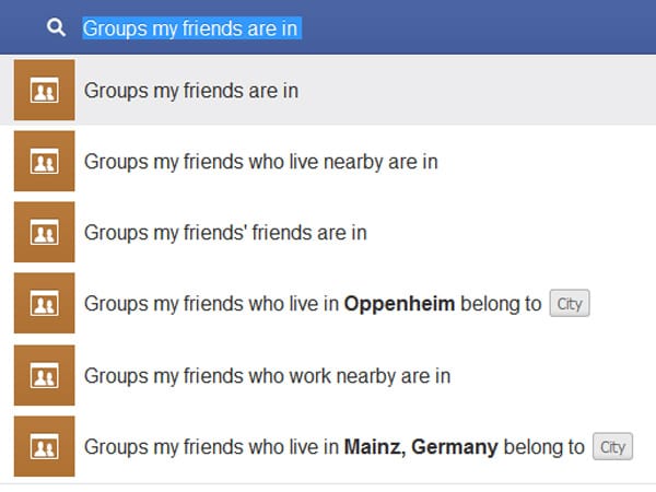 Facebook: Graph Search "Groups"