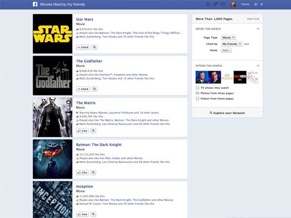 Facebook: Graph Search "Movies"