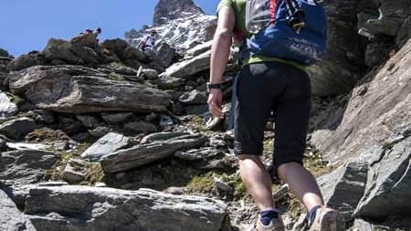 Aufstieg zum Hörnligrat, dem Einstieg zur Matterhorn-Besteigung.