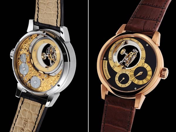 Thomas Prescher entwickelte 2003 das Modell "Doppel-Achs-Tourbillon" in einer Taschenuhr und 2004 in einer Armbanduhr. De facto erhält das Uhrwerk damit stets eine gleichmäßige Kraft. 2004 brachte Thomas Prescher Haute Horlogerie ein "Triple-Achs-Tourbillon" in einer Armbanduhr heraus (im Bild). Die Besonderheit hierbei ist, dass sich das Tourbillon um drei Achsen dreht.