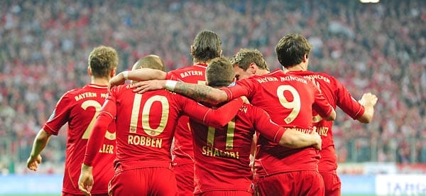 Robben, Shaqiri und Mandzukic freuen sich über den dritten Bayern-Treffer. Die Vorentscheidung?