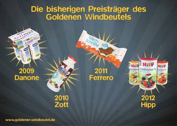 Unter den bisherigen vier Preisträgern des Goldenen Windbeutels befanden sich drei Produkte, die hauptsächlich Kinder ansprechen sollen.
