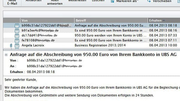 Wer auf derartige Mails reagiert, sollte von Online-Banking lieber die Finger lassen.