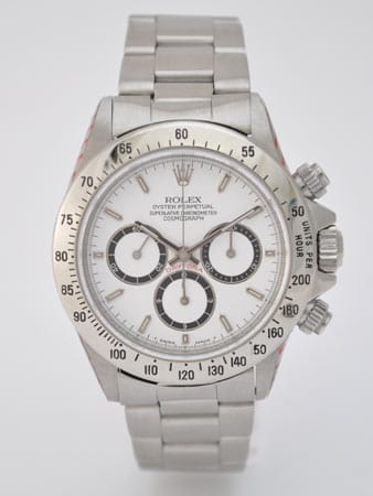 Die von Henry’s angebotene Rolex "Cosmograph Daytona" mit seltener 200er Tachymeterlünette. Die Uhr wird in dieser Form nicht mehr hergestellt. In dieser Variante dürfte die Uhr etwa 13.000 Euro bringen. Um 1989 wurde sie für 7700 DM angeboten.