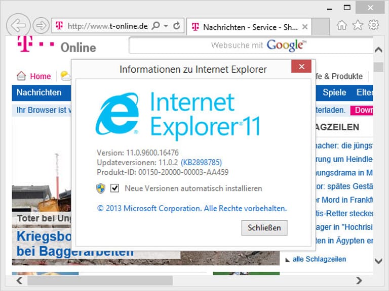 Internet Explorer 11 für Windows 7