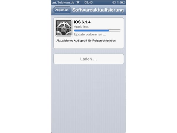Screenshot iOS 6.1.4 Update Softwareaktualisierung