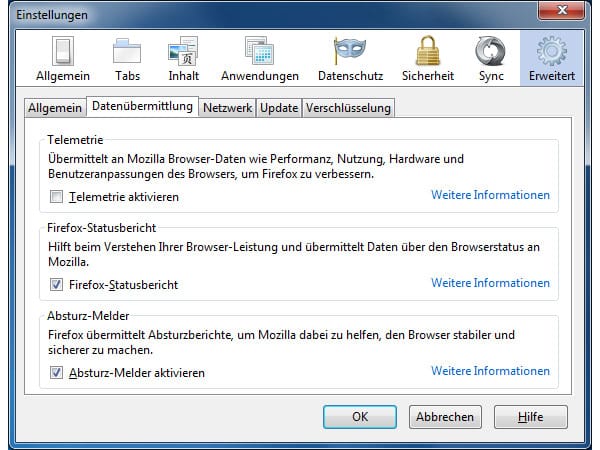 Firefox Einstellungen