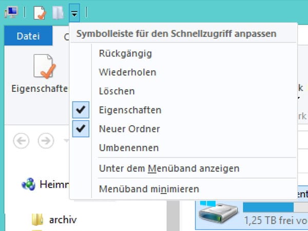 Menü-Übersicht im Windows Explorer