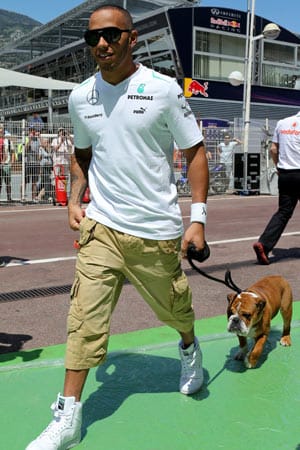 Lewis Hamilton bringt auch in Monte Carlo seine Bulldogge Roscoe mit zur Strecke.