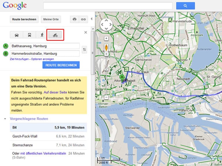 tour in google maps planen