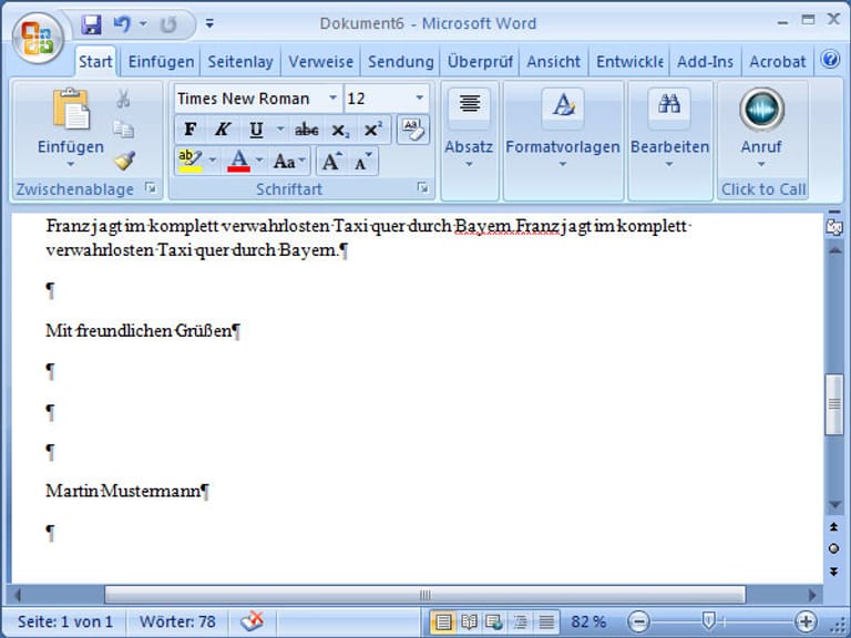 Word 2007 Musterbrief