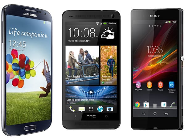 Mit den High-End-Smartphones haben die Hersteller noch weiter aufgerüstet. Die Displayauflösung von Samsung Galaxy S4, HTC One und Sony Xperia Z beträgt 1080×1920 Pixel
