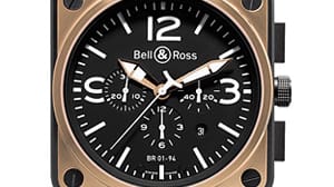 Die BR 01-94 Pink Gold und Carbon ist einfach nur schön. Verbaut wurde 18 Karat Rotgold. Den Chronograph haben wir mit Kroko-Armband als Neuware für rund 7000 Euro bei Wiederverkäufern gesehen. Durchmesser: 46 Millimeter.