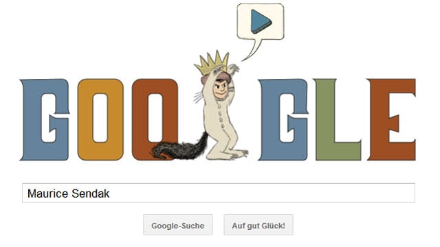 Maurice Sendak erhält Google Doodle im Look von "Wo die wilden Kerle wohnen".