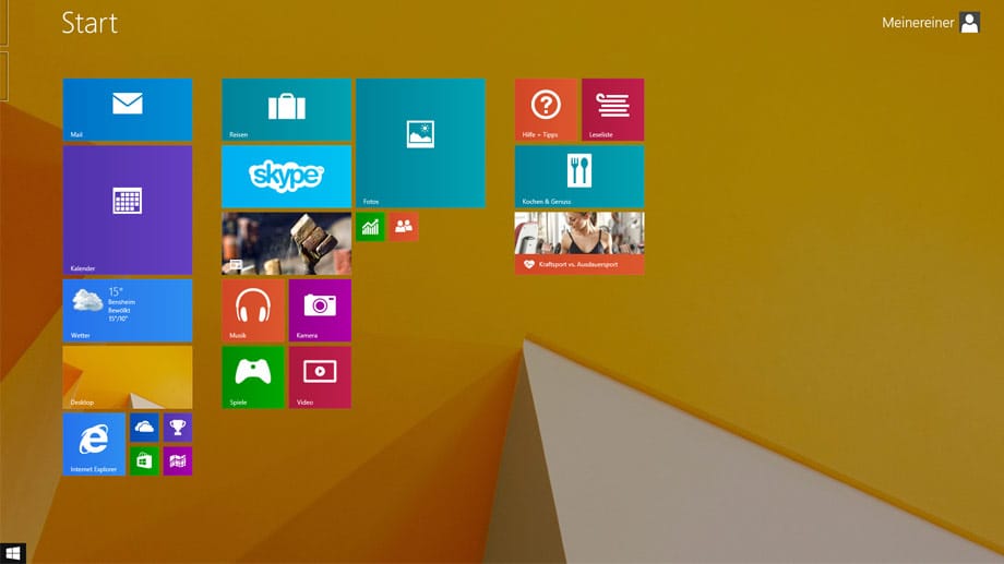 Start-Button auf dem Startbildschirm von Windows 8.1