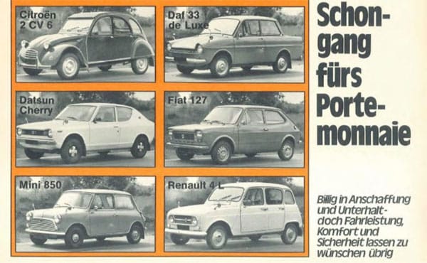 1974: Kleinwagenvergleich der Stiftung Warentest