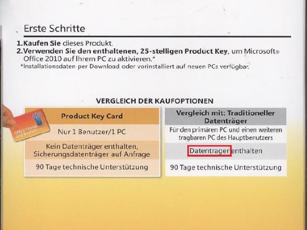 Fälschung Microsoft Office Product Key Card.